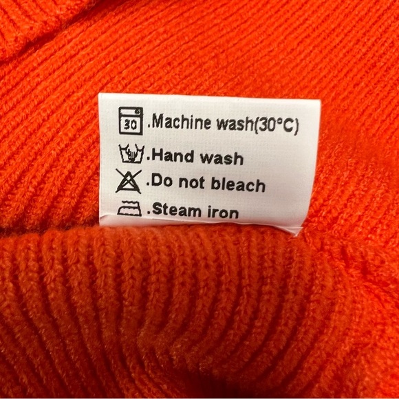 Vibrant Orange V-Neck Sweater with Lace Detail - Picture 8 of 9